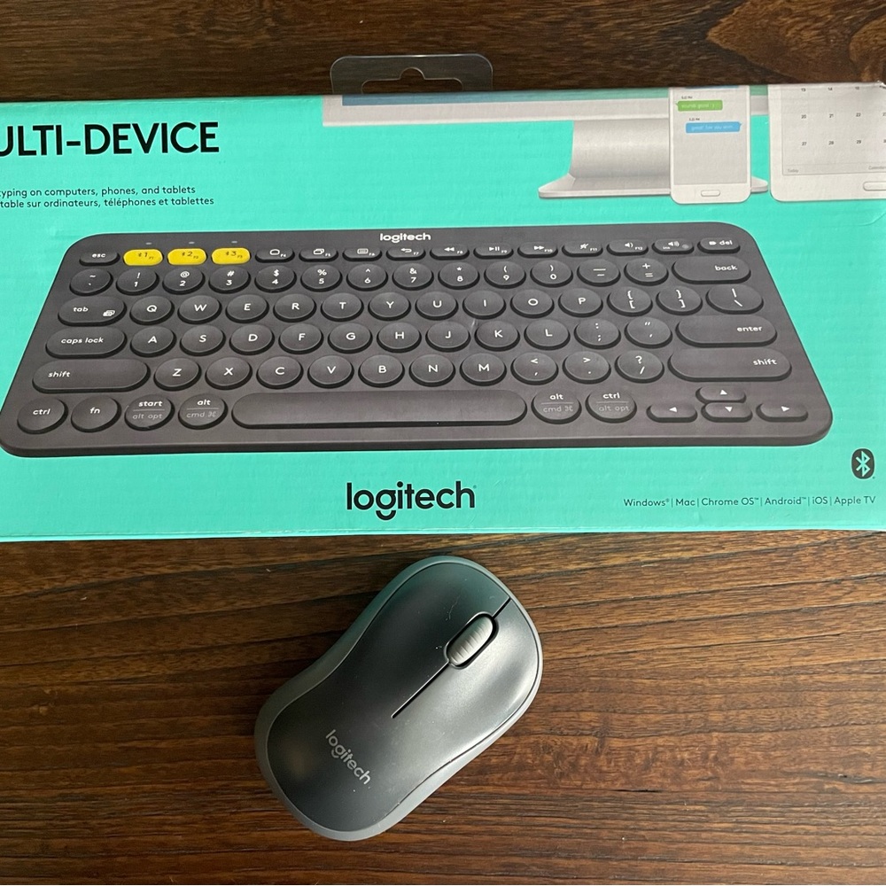 Bluetooth wireless keyboard and mouse for Apple and Windows products.